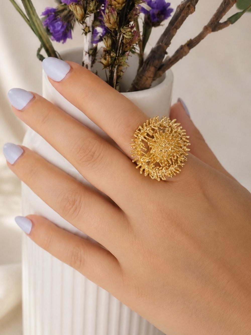 Gold Floral Statement Ring – Elegant Women's Jewelry